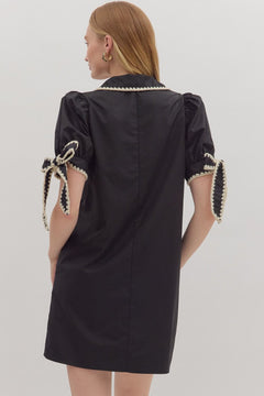 Scallop Trim Puff Sleeve Mini Dress - Lush Lemon - Women&