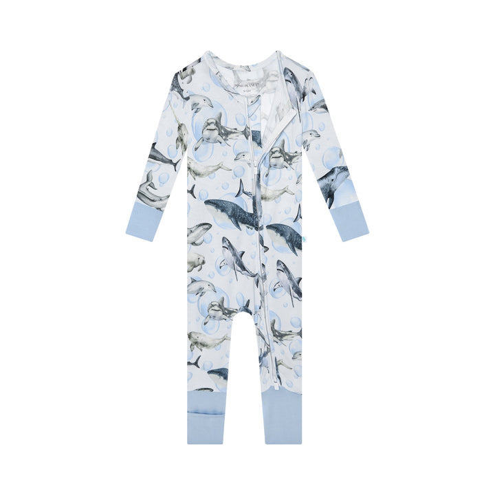 Sharkly Convertible Footie - Lush Lemon - Children's Clothing - Posh Peanut - 196137341007