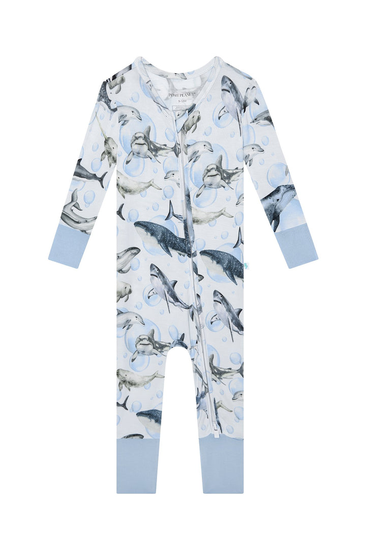 Sharkly Convertible Footie - Lush Lemon - Children's Clothing - Posh Peanut - 196137341007