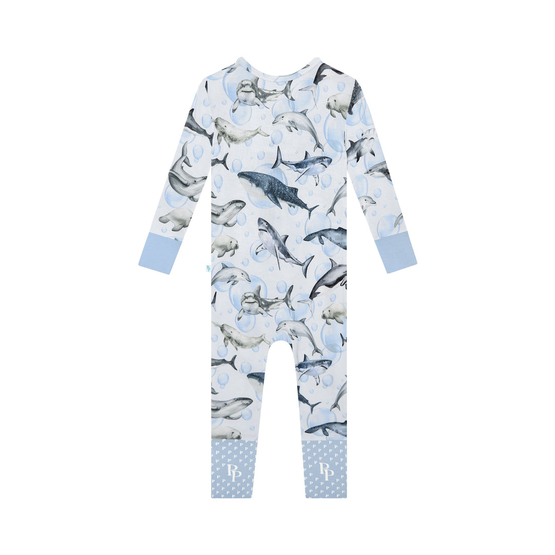 Sharkly Convertible Footie - Lush Lemon - Children's Clothing - Posh Peanut - 196137341007