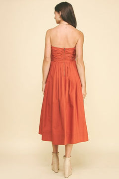 Shirring Detail Sleeveless Midi Dress - Lush Lemon - Women&