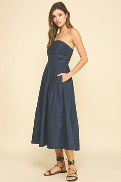 Shirring Detail Sleeveless Midi Dress - Lush Lemon - Women&