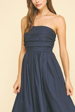 Shirring Detail Sleeveless Midi Dress - Lush Lemon - Women&