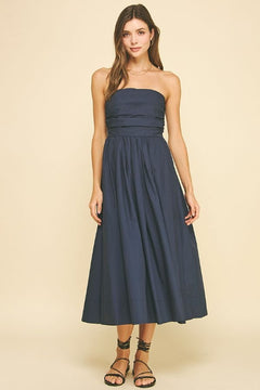 Shirring Detail Sleeveless Midi Dress - Lush Lemon - Women&
