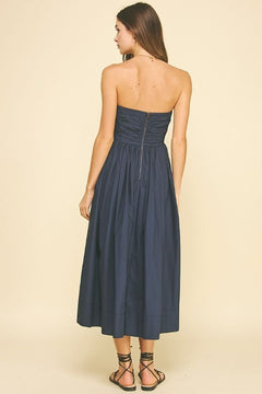 Shirring Detail Sleeveless Midi Dress - Lush Lemon - Women&