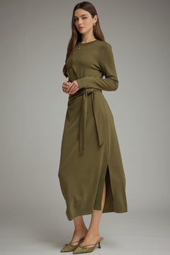 Side Tie Waist Midi Dress - Lush Lemon - Women&