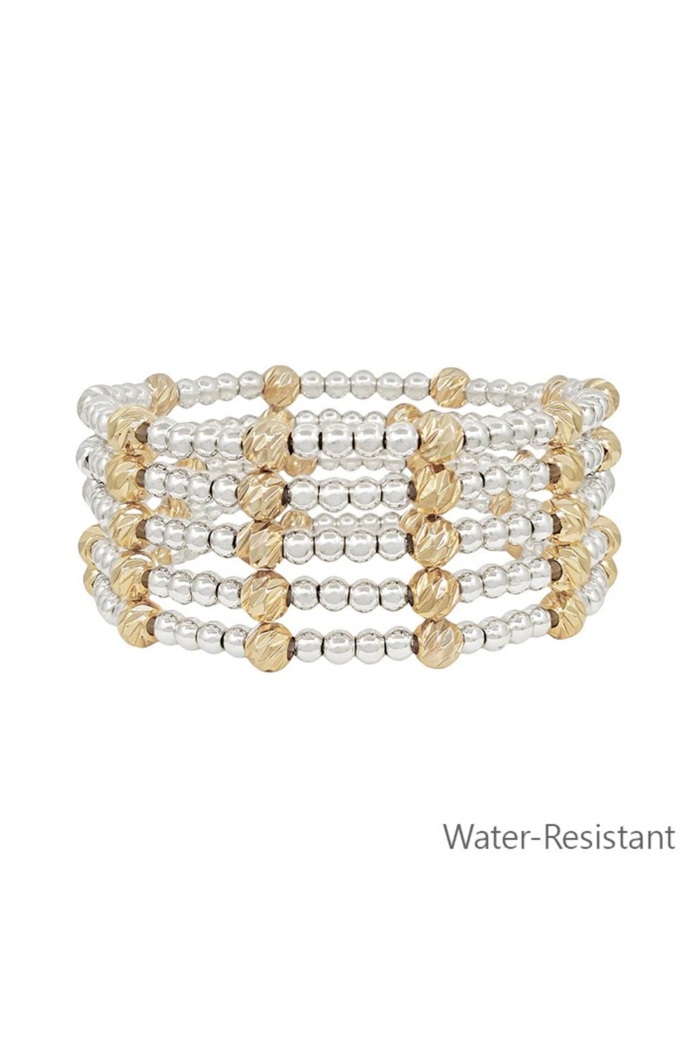Silver & Gold Beaded Stretch Bracelet Set - Lush Lemon - Women's Accessories - Whats Hot Jewelry - 53409911082045
