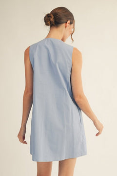 Sleeveless Pintuck Mini Dress - Lush Lemon - Women&
