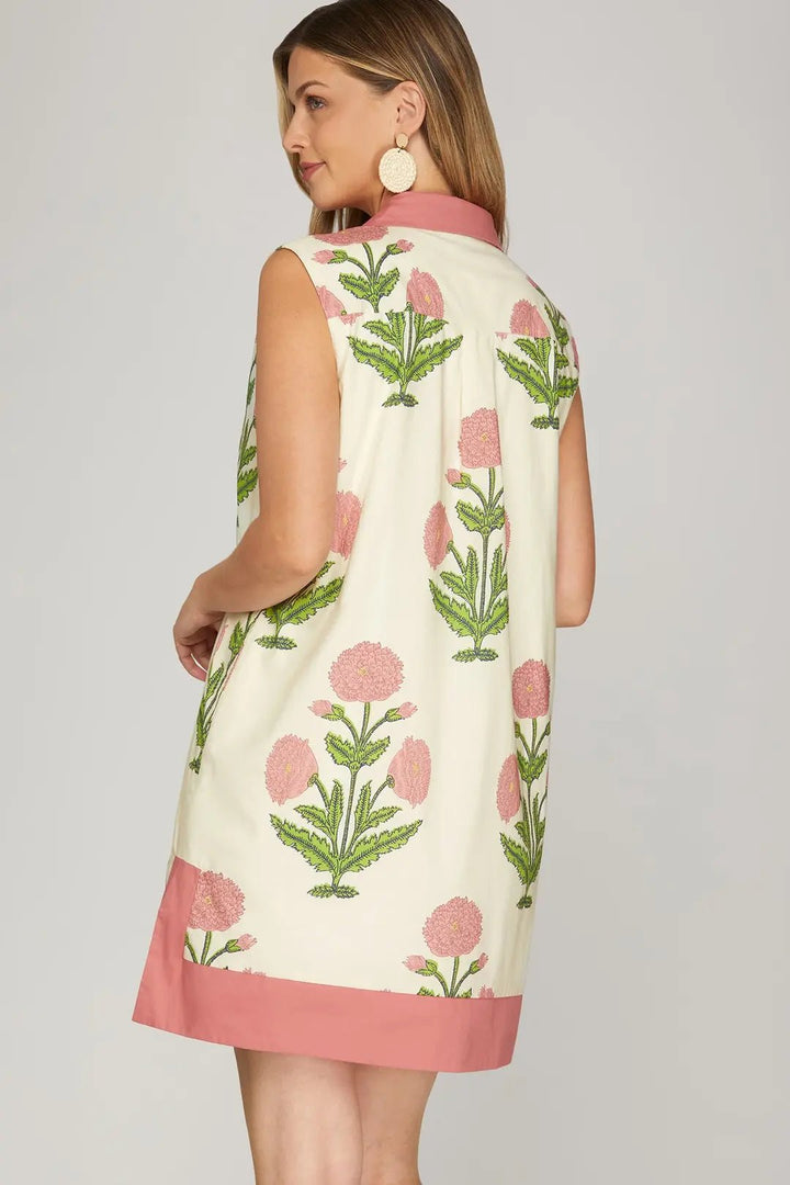 Sleeveless Printed Mini Dress - Lush Lemon - Women's Clothing - She + Sky - 92894991060509