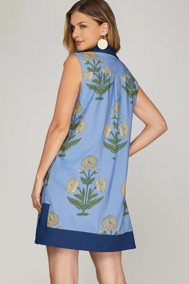 Sleeveless Printed Mini Dress - Lush Lemon - Women's Clothing - She + Sky - 92894991358813