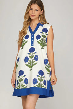 Sleeveless Printed Mini Dress - Lush Lemon - Women&