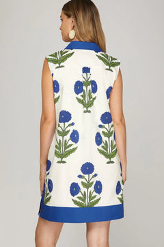 Sleeveless Printed Mini Dress - Lush Lemon - Women&