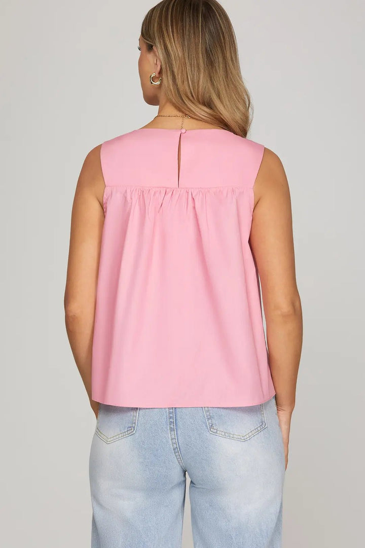 Sleeveless Ruffle Detail Top W/ Flowy Hem - Lush Lemon - Women's Clothing - She + Sky - 87314061396221