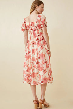 Smocked Square Neck Dress - Lush Lemon - Women&