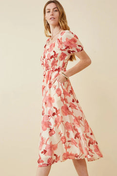 Smocked Square Neck Dress - Lush Lemon - Women&