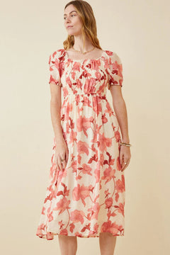 Smocked Square Neck Dress - Lush Lemon - Women&