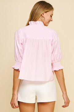 Smocking Detailed Woven Shirt - Lush Lemon - Women&