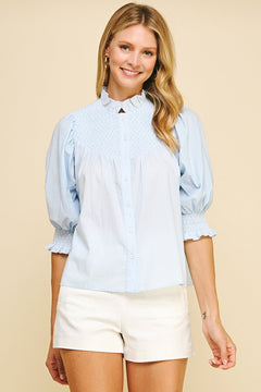 Smocking Detailed Woven Shirt - Lush Lemon - Women&
