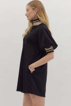 Solid Knit Mini Dress W/Zip Neck - Lush Lemon - Women&
