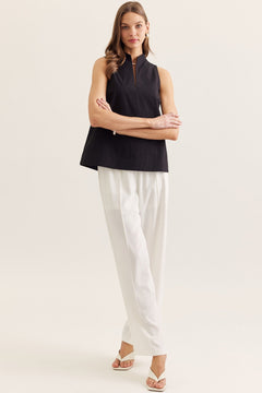 Split Neck Sleeveless Top - Lush Lemon - Women&