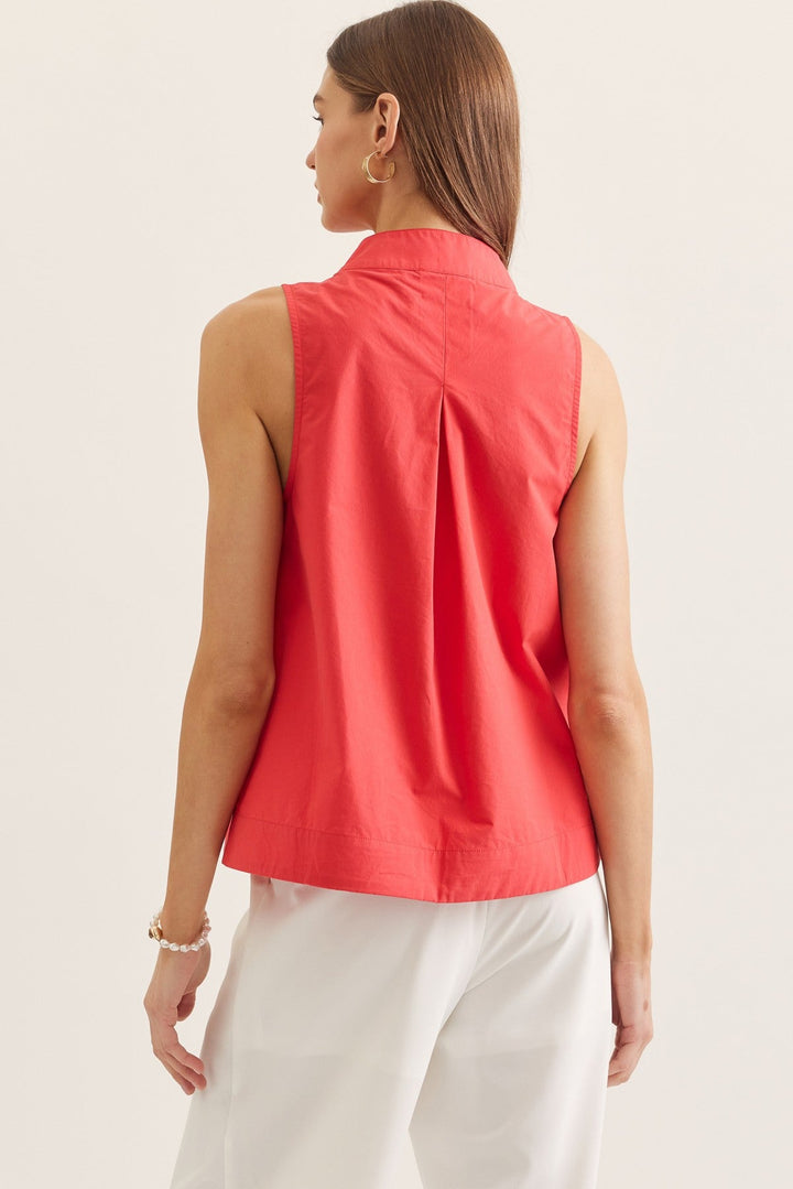 Split Neck Sleeveless Top - Lush Lemon - Women's Clothing - Entro - 82013351916189