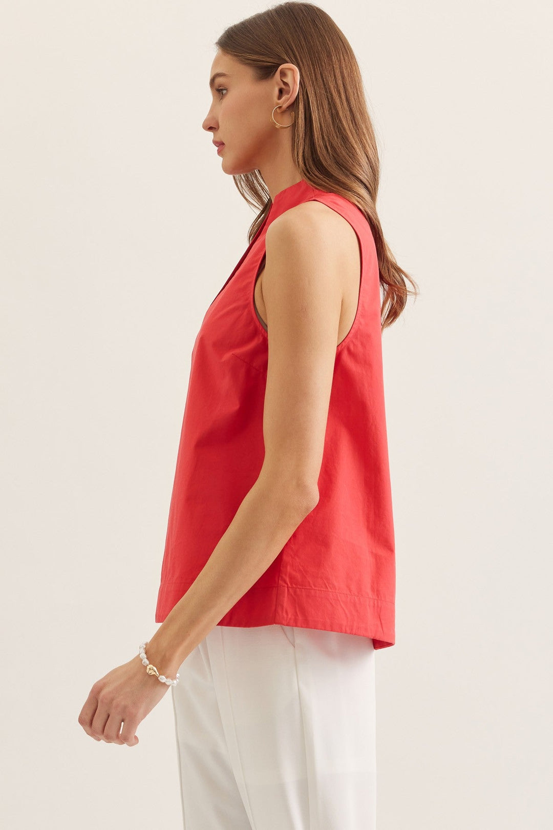 Split Neck Sleeveless Top - Lush Lemon - Women's Clothing - Entro - 82013351916189