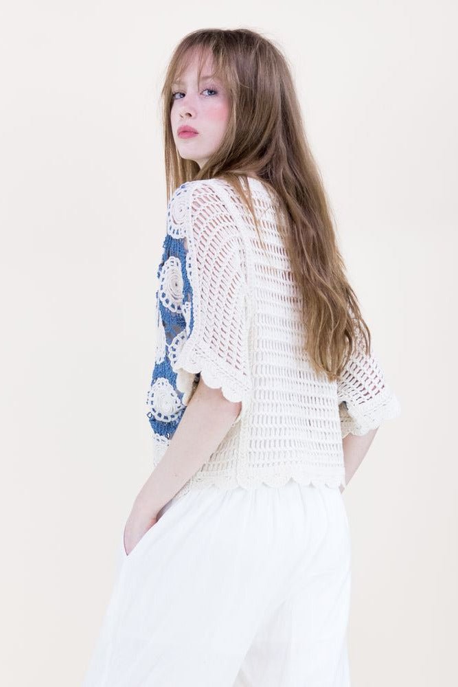 Spring Medallion Crochet Lace Batwing Top - Lush Lemon - Women's Clothing - Original - 65965001098589
