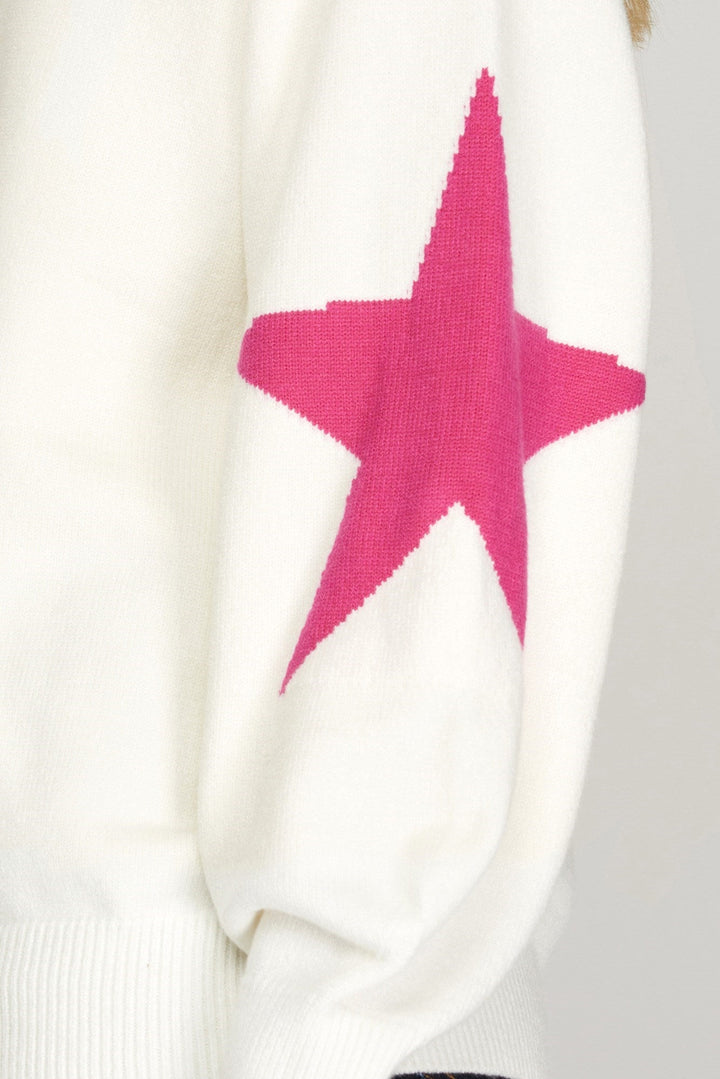 Star Sleeve Sweater Top - Lush Lemon - Women's Clothing - She + Sky - 53067871316285