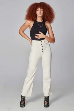 Stevie High Rise Loose Jeans Ivory - Lush Lemon - Women&