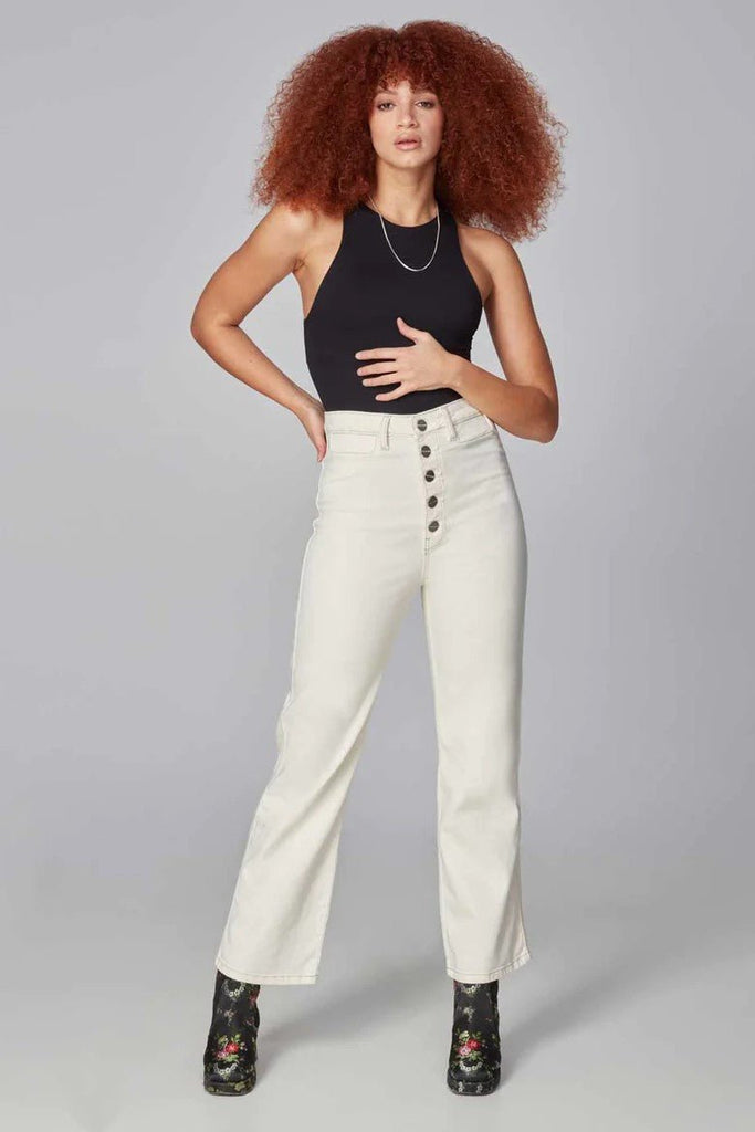 Lola Jeans Women's Stevie Ultra-High Rise Loose Wide Leg Jeans - Ivory - View #5