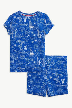 Stitch Aloha Short PJ Set W/Magnetic Neck - Lush Lemon - Children&