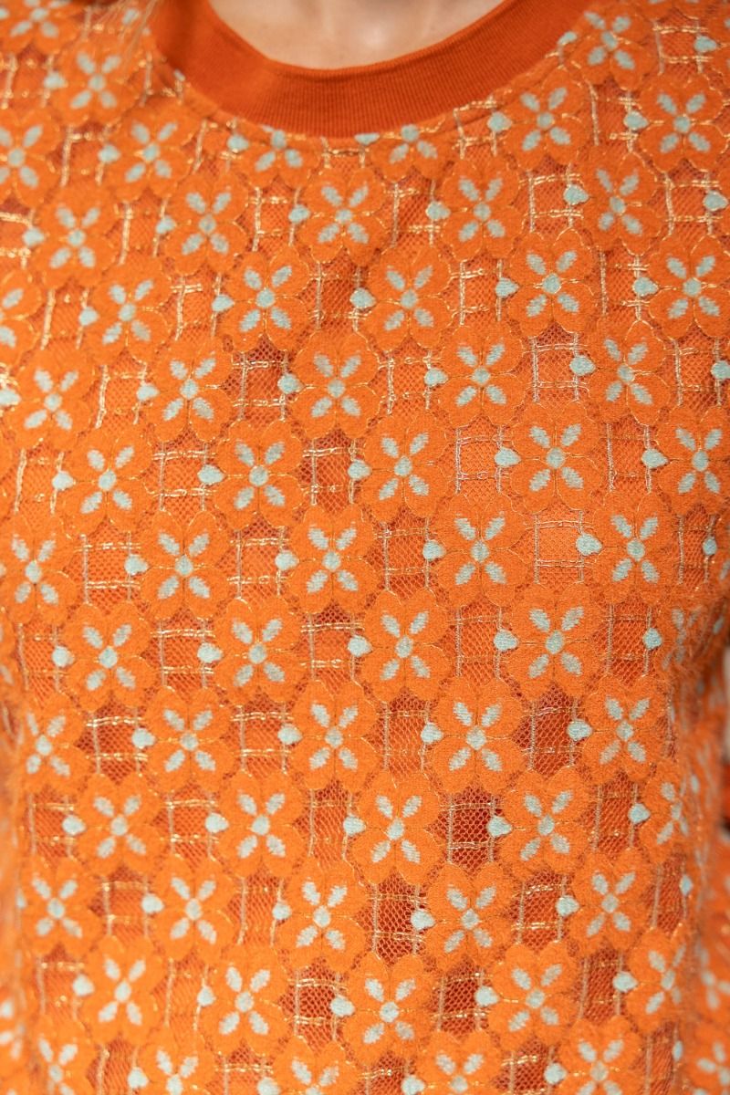 Stripe Rib Detailed Two Tone Lace Top - Lush Lemon - Women's Clothing - Voy - 96950561023197