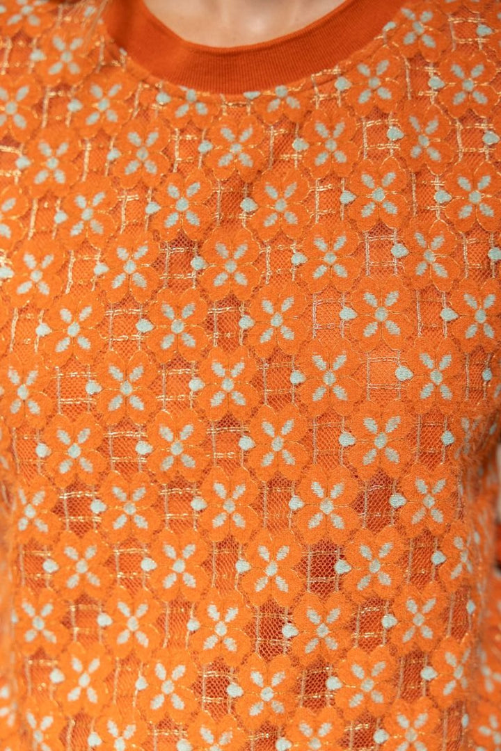 Stripe Rib Detailed Two Tone Lace Top - Lush Lemon - Women's Clothing - Voy - 96950561023197