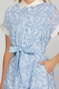 Striped Button Down Midi Shirt Dress - Lush Lemon - Women&