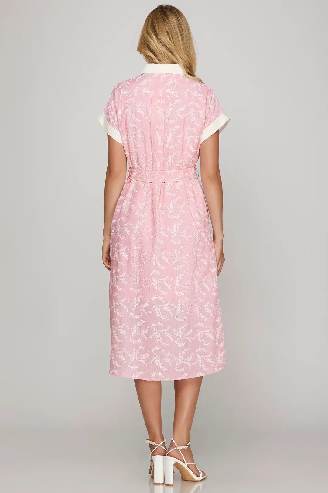 Striped Button Down Midi Shirt Dress - Lush Lemon - Women's Clothing - She + Sky - 14051041388285