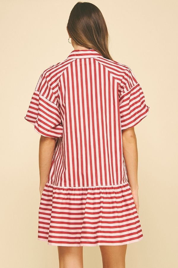 Striped Button Down Mini Dress - Lush Lemon - Women's Clothing - Pinch - 83679811011005