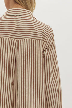 Striped Collared Mini Dress - Lush Lemon - Women&
