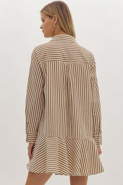 Striped Collared Mini Dress - Lush Lemon - Women&