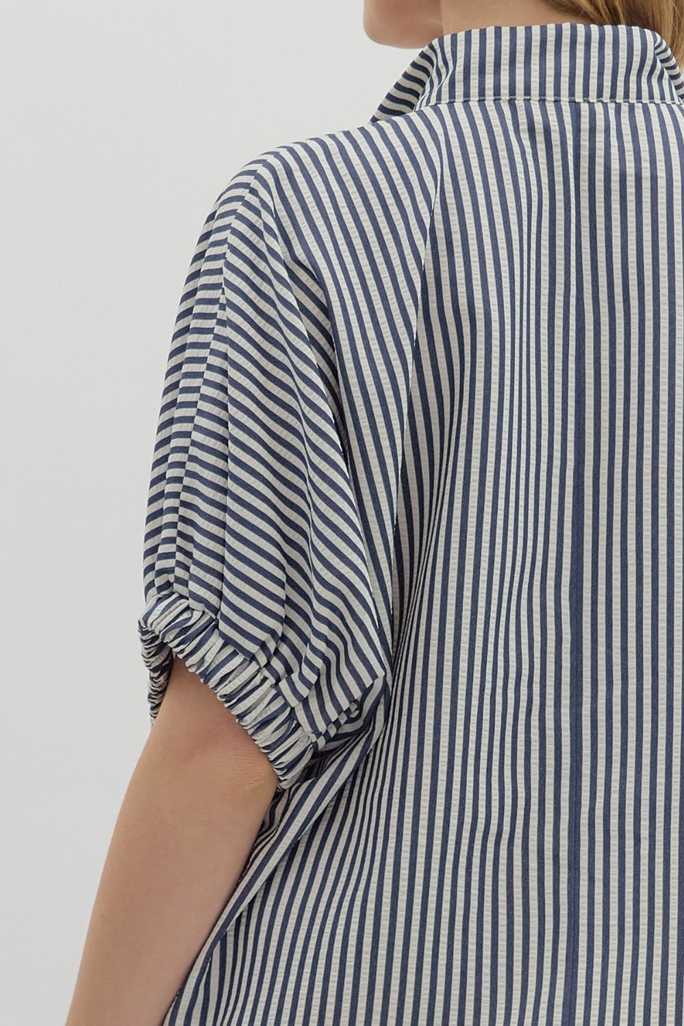 Striped Dolman Sleeve Split Neck Top - Lush Lemon - Women's Clothing - Entro - 28851631366877