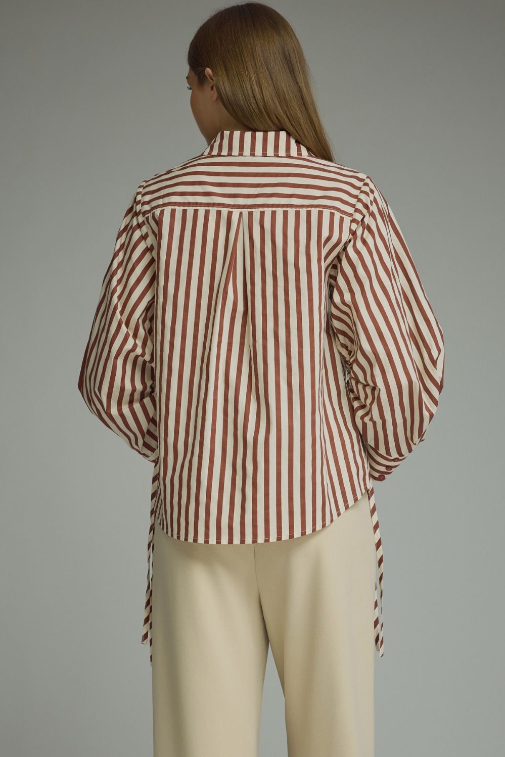 Striped Ruched Tie Sleeve Top - Lush Lemon - Women's Clothing - Entro - 60013831055005