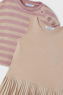 Striped Sweater and Pleated Dress Set - Lush Lemon - Children&