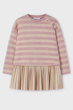 Striped Sweater and Pleated Dress Set - Lush Lemon - Children&