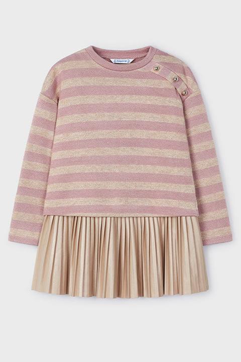 Striped Sweater and Pleated Dress Set - Lush Lemon - Children's Clothing - Mayoral - 8445865492478