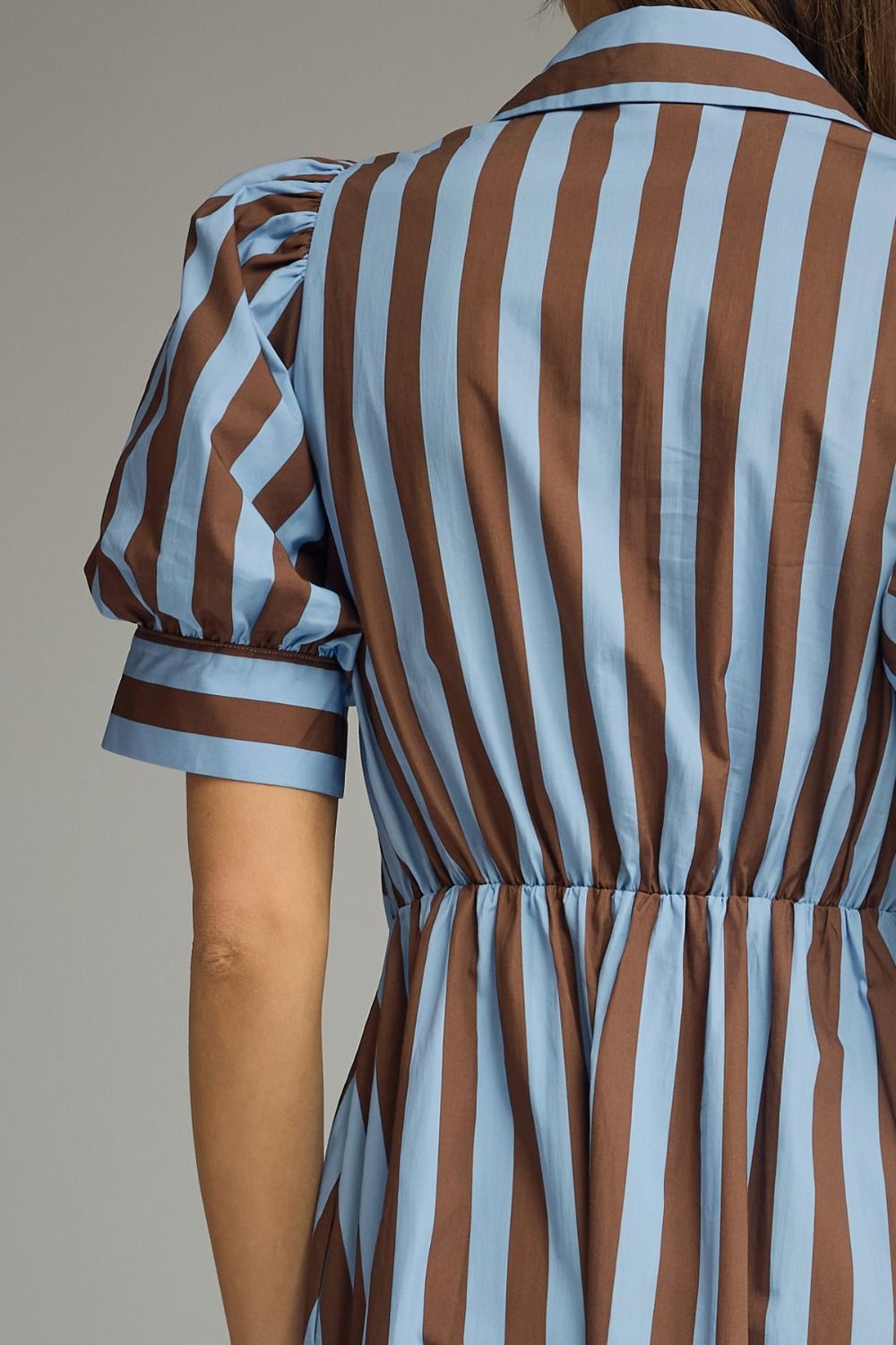 Striped Tie Front Midi Dress - Lush Lemon - Women's Clothing - Entro - 10968131052189