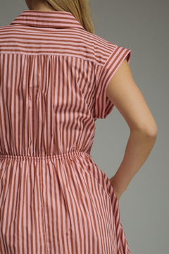 Striped Tie Waist Midi Dress - Lush Lemon - Women&