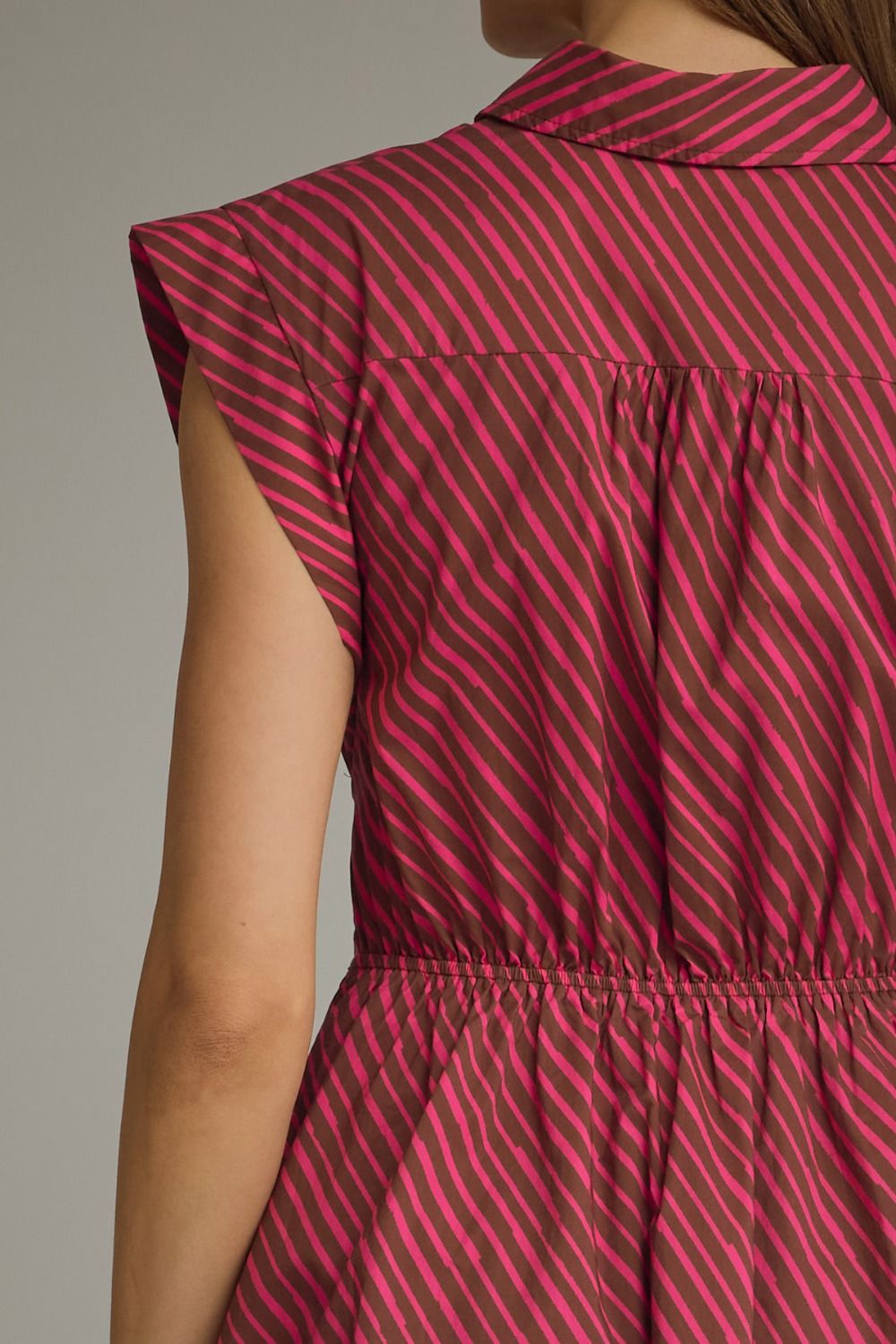 Striped Tie Waist Mini Dress - Lush Lemon - Women's Clothing - Entro - 55968901065757