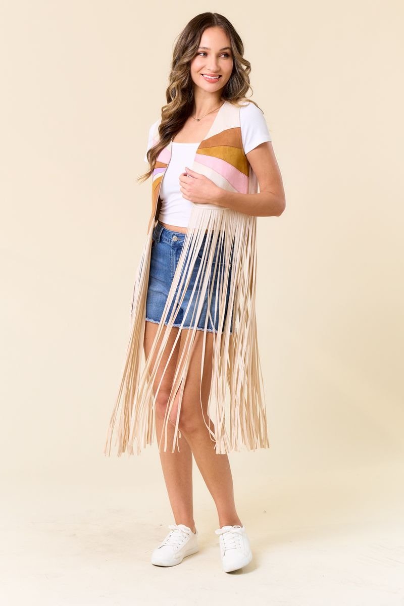 Sunset Fringe Vest - Lush Lemon - Women's Clothing - Saints & Hearts - 76286031019005