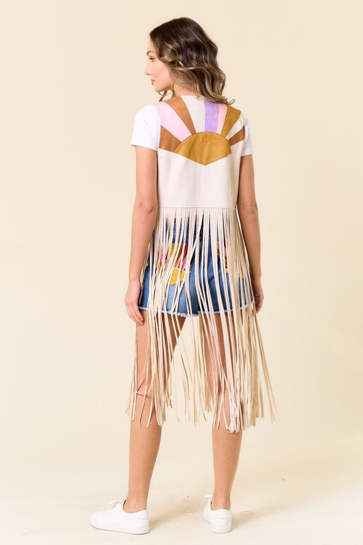 Sunset Fringe Vest - Lush Lemon - Women's Clothing - Saints & Hearts - 76286031019005