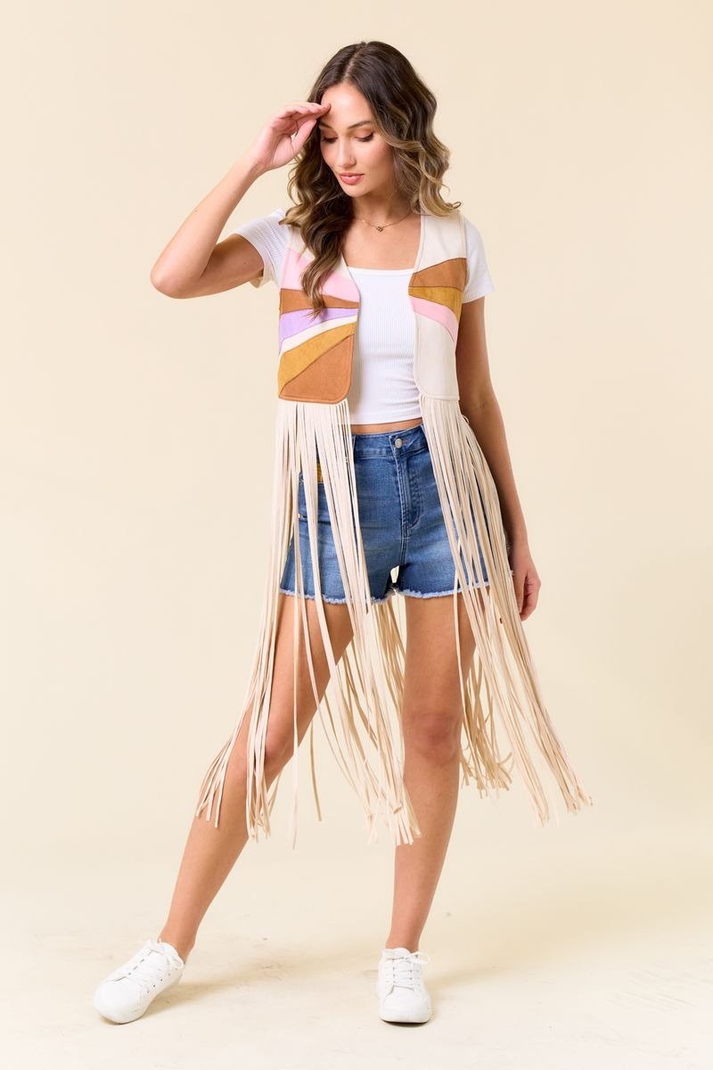 Sunset Fringe Vest - Lush Lemon - Women's Clothing - Saints & Hearts - 76286031019005