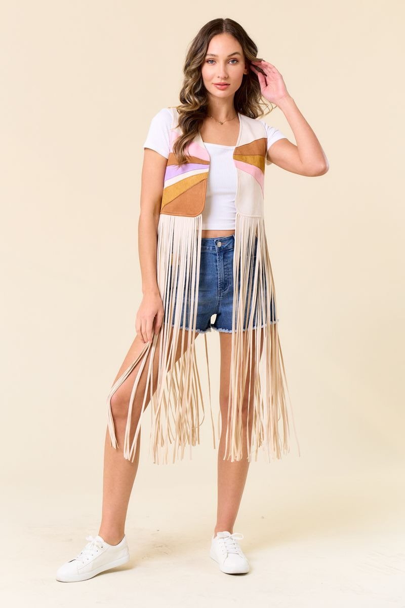 Sunset Fringe Vest - Lush Lemon - Women's Clothing - Saints & Hearts - 76286031019005